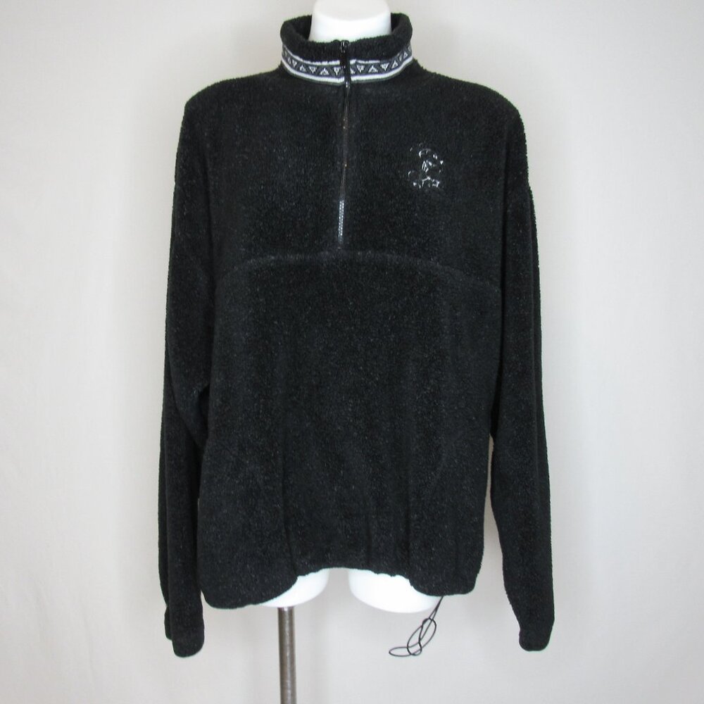 Vintage Mickey Mouse Disney World Black Fleece Pullover 1/4 Zip Women's XL - Picture 6 of 10